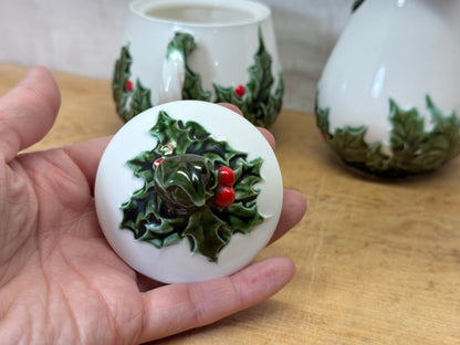 Lefton Japan Mistletoe Sugar & Creamer Set #1731