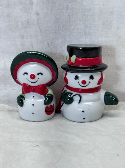 Christmas Snowman Salt & Pepper Shakers Vintage #1995