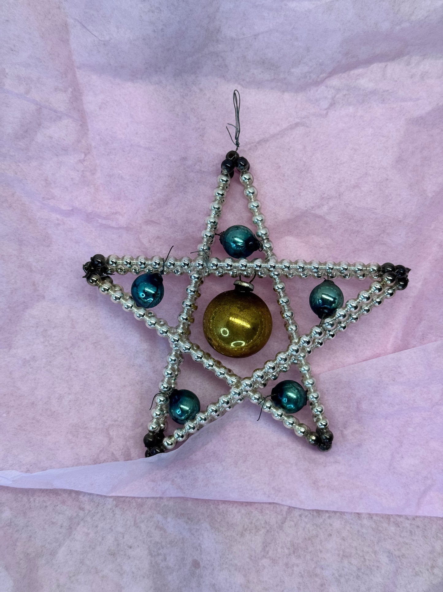 Mercury Glass Bead Victorian Ornament #1672