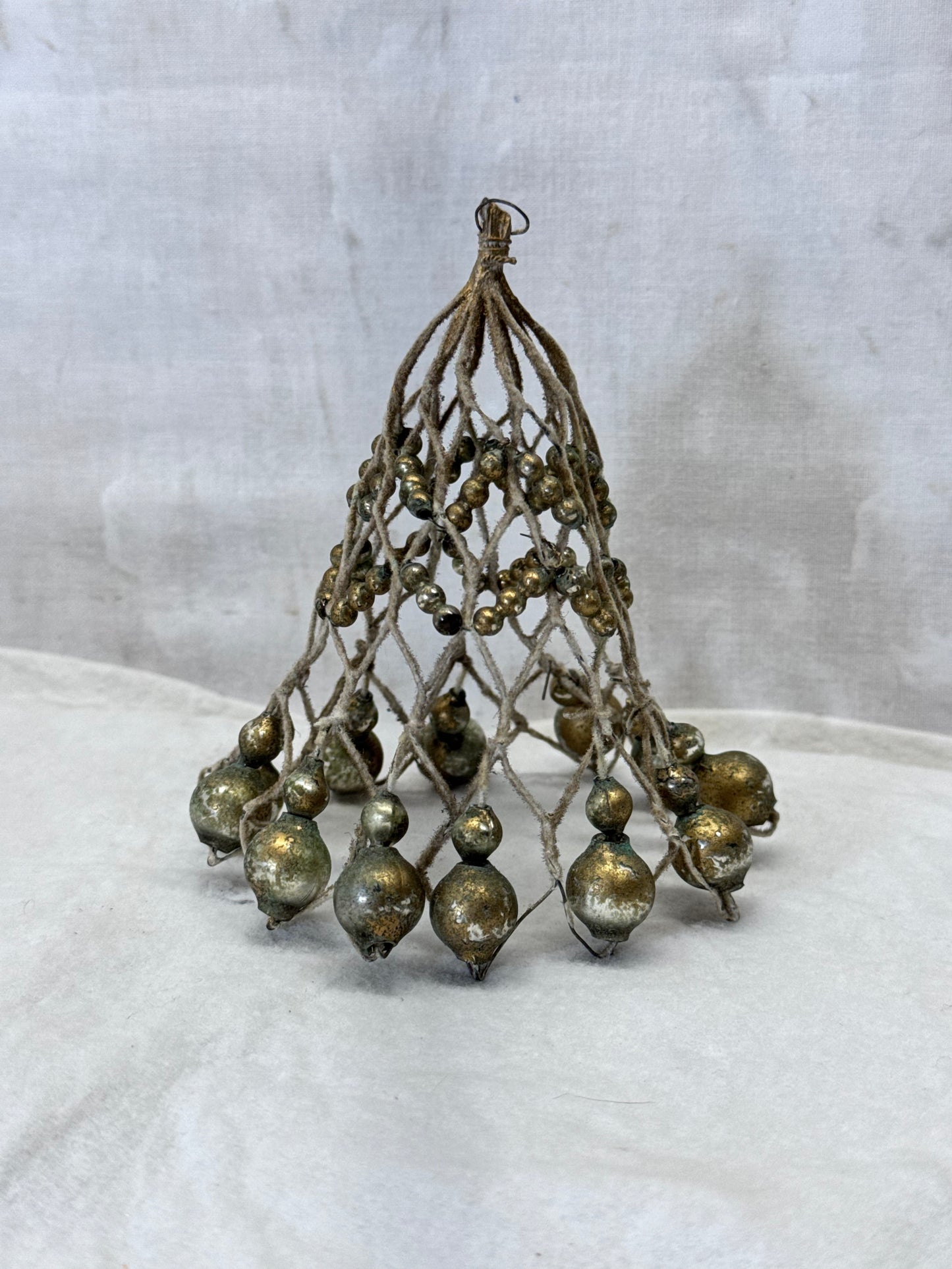 Vintage Handmade Wire Bell Shape Glass Ornament #1978