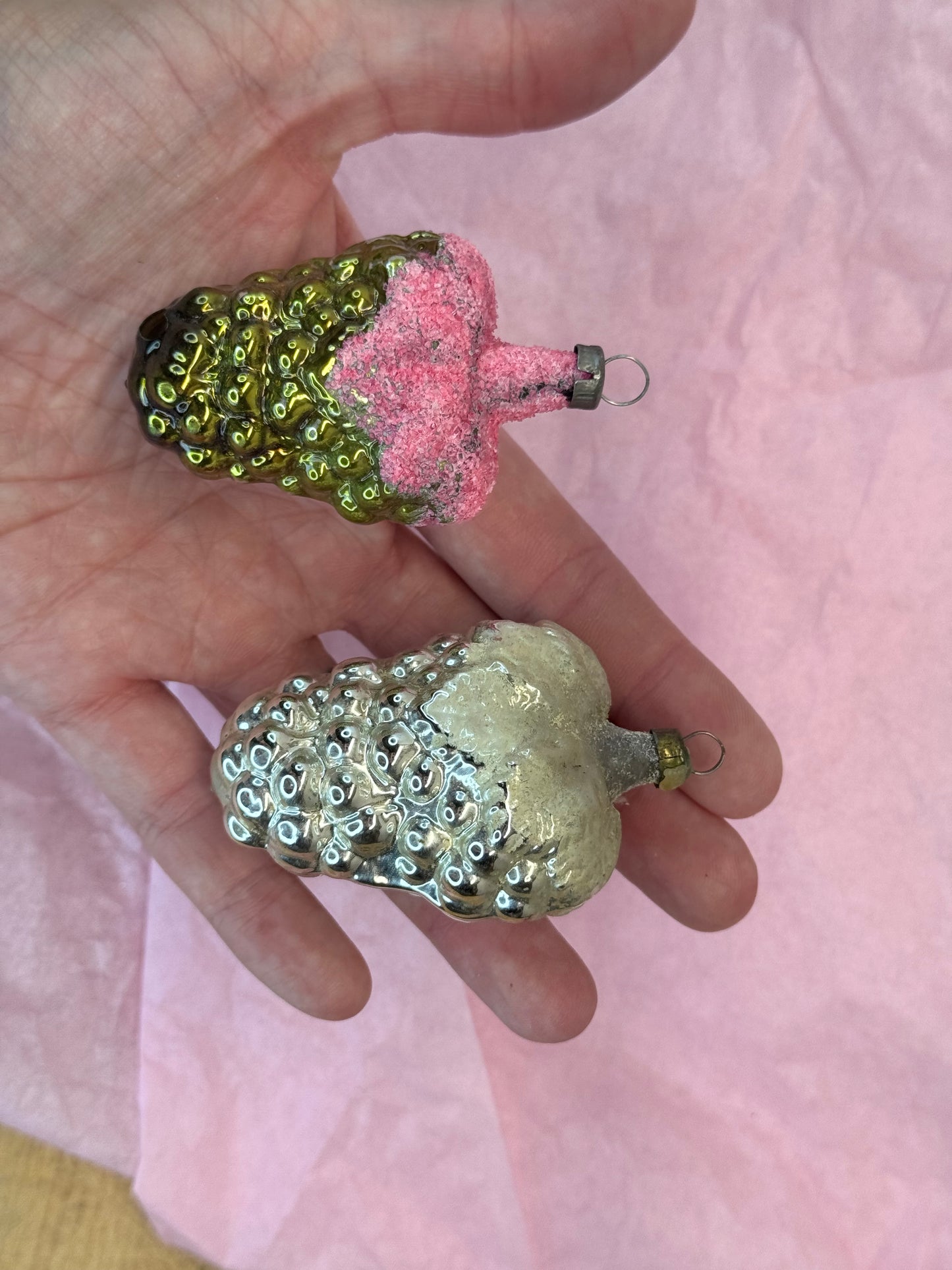 Pair of Grape Christmas Ornaments Vintage #1691