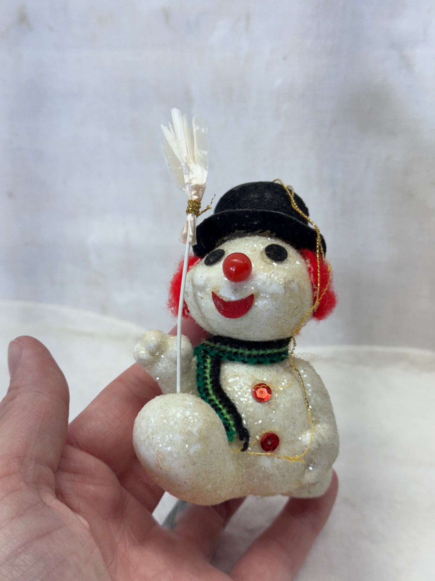 Christmas Snowman Sparkle Ornament Vintage #2007