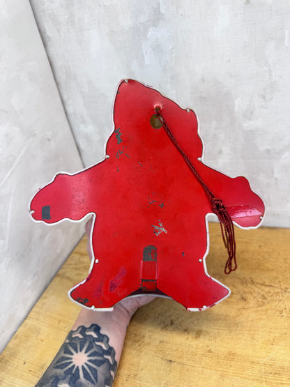 Red Flocked Santa Blow Mold Vintage #1673