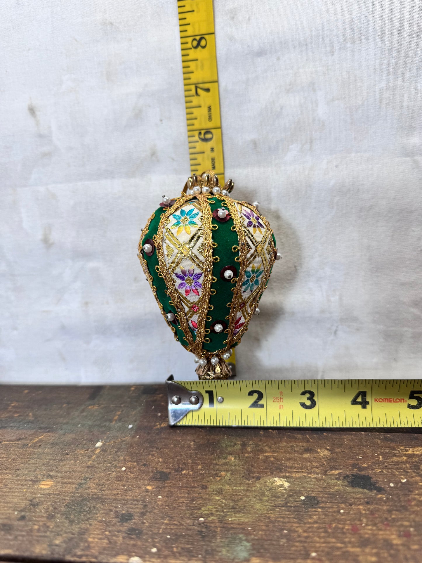 Christmas Push-Pin Tear Drop Fabric Ornament Vintage #2206