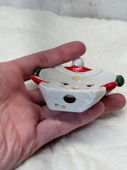 Vintage Japan Christmas Snowman Tea Bag Plate #1784