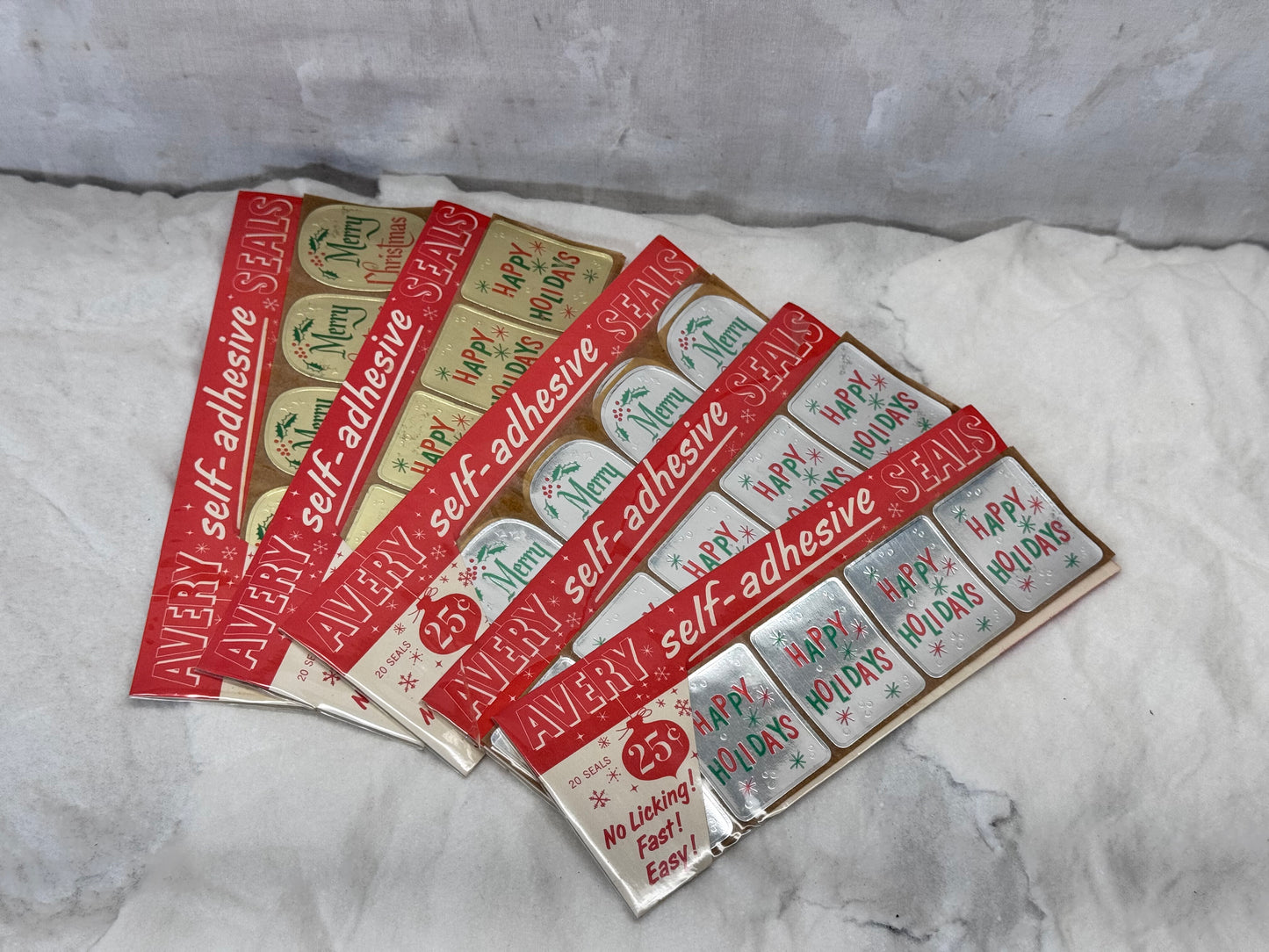 Avery Self Adhesive Christmas Stickers Seals Vintage NOS #2008