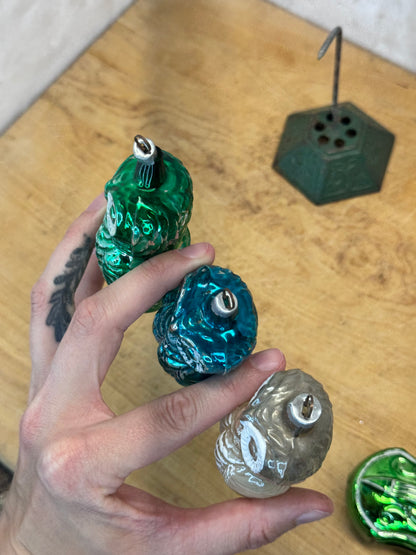 Vintage Christmas Owl Ornaments set of 3 #1623