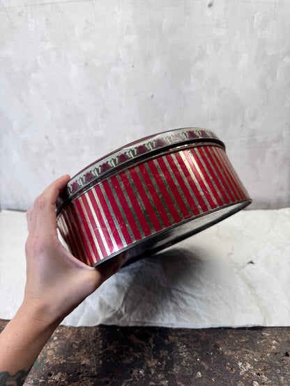 Hummingbird Christmas Tin Round Empty Vintage #1888