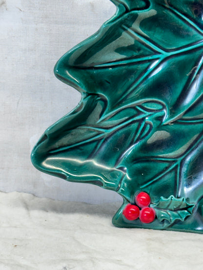 Vintage Lefton Japan Holly Berry Christmas Tray #1745