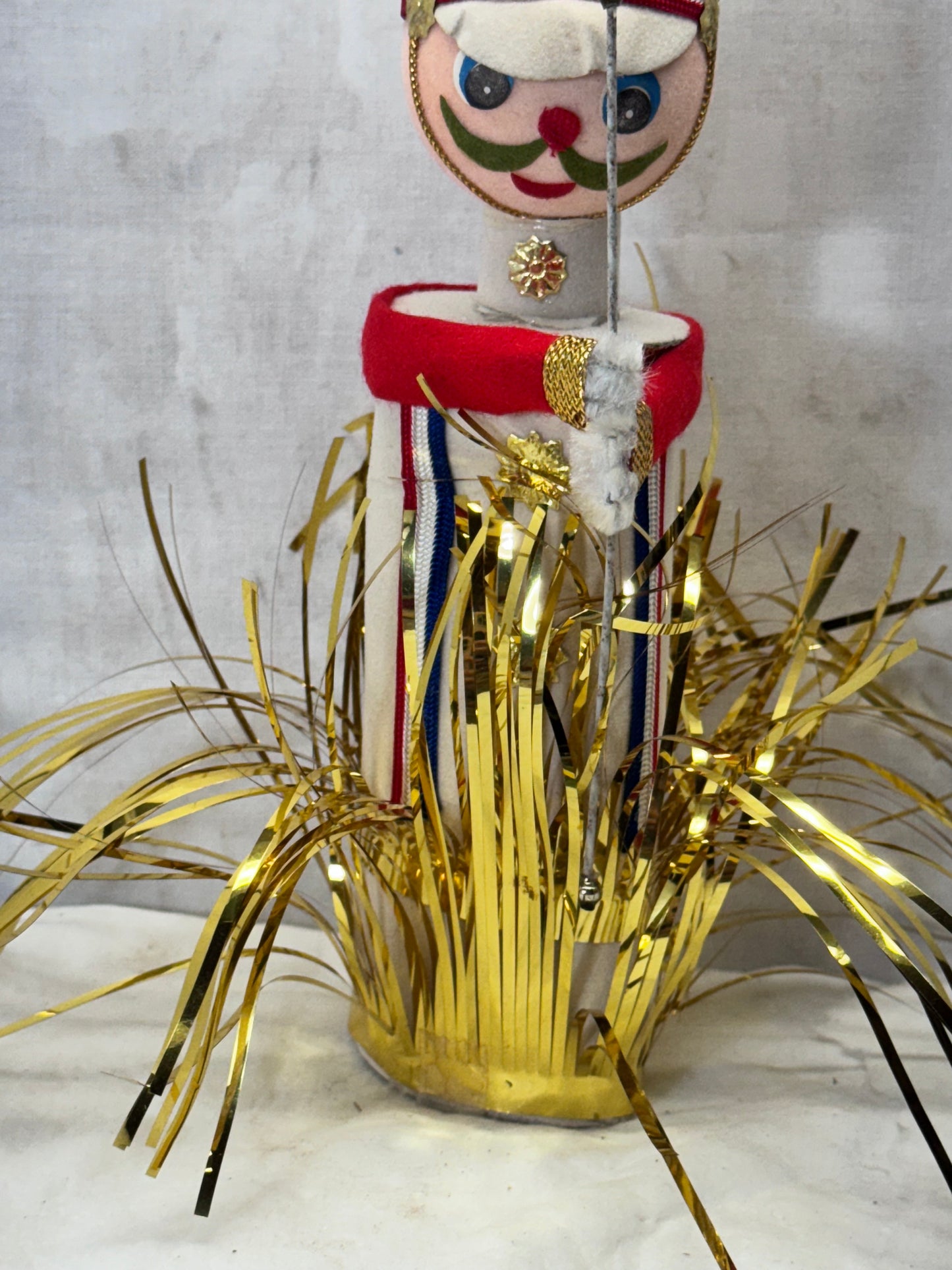 Christmas Solider Ornament Japan Tree Topper Vintage Repaired #2081