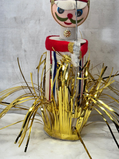 Christmas Solider Ornament Japan Tree Topper Vintage Repaired #2081