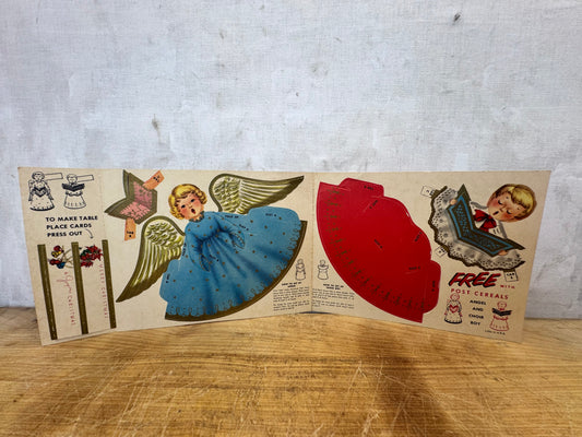 NOS Paper Christmas Cut-Outs Post Cereal Vtg #1628