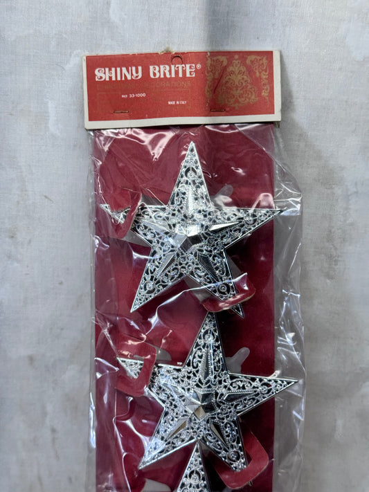 NOS Shiny Brite Plastic Star Ornaments Vintage #1943