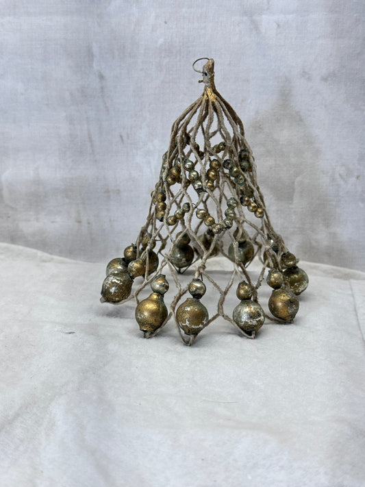 Vintage Handmade Wire Bell Shape Glass Ornament #1978