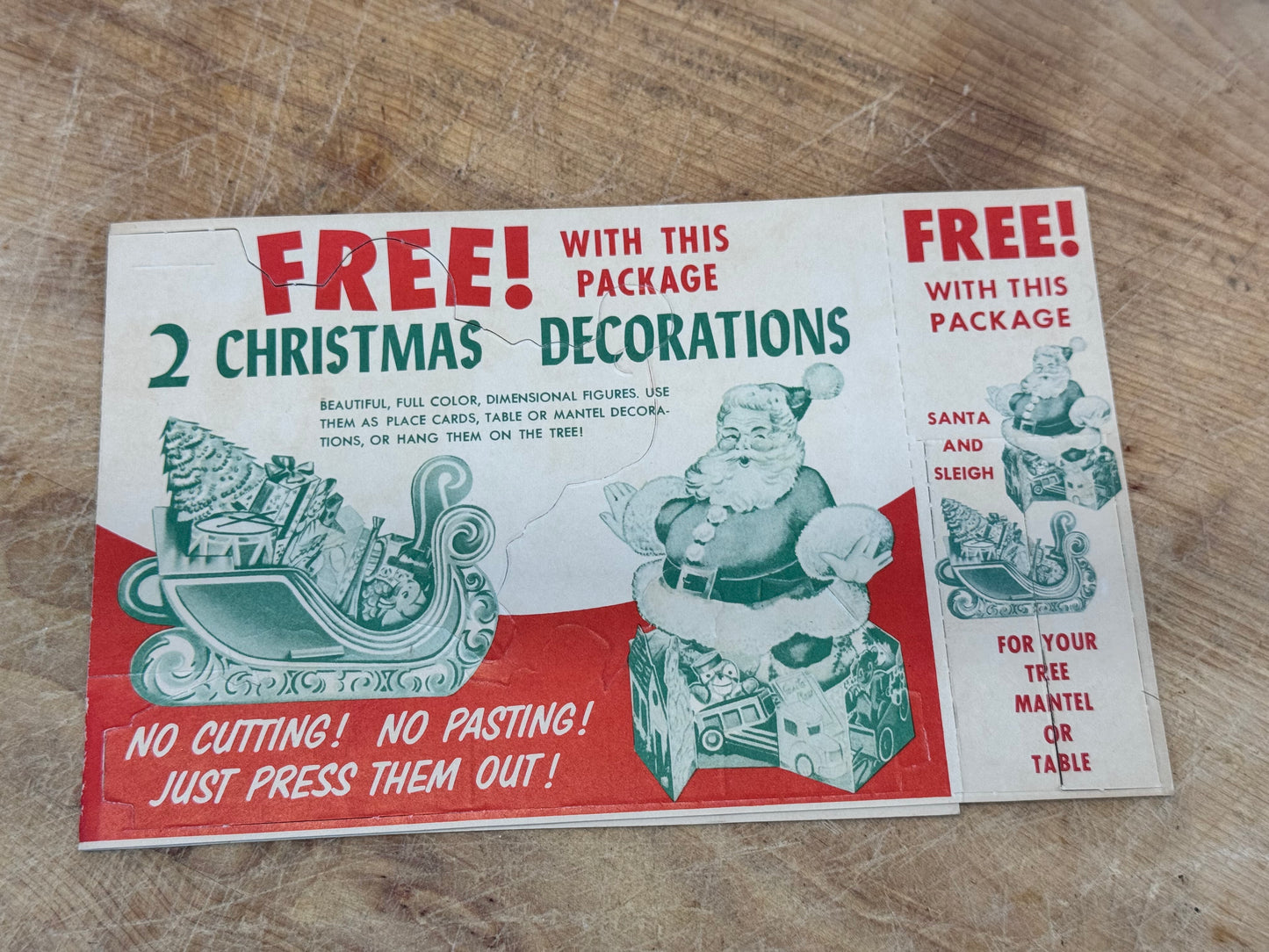 NOS Paper Christmas Cut-Outs Post Cereal Vtg #1629
