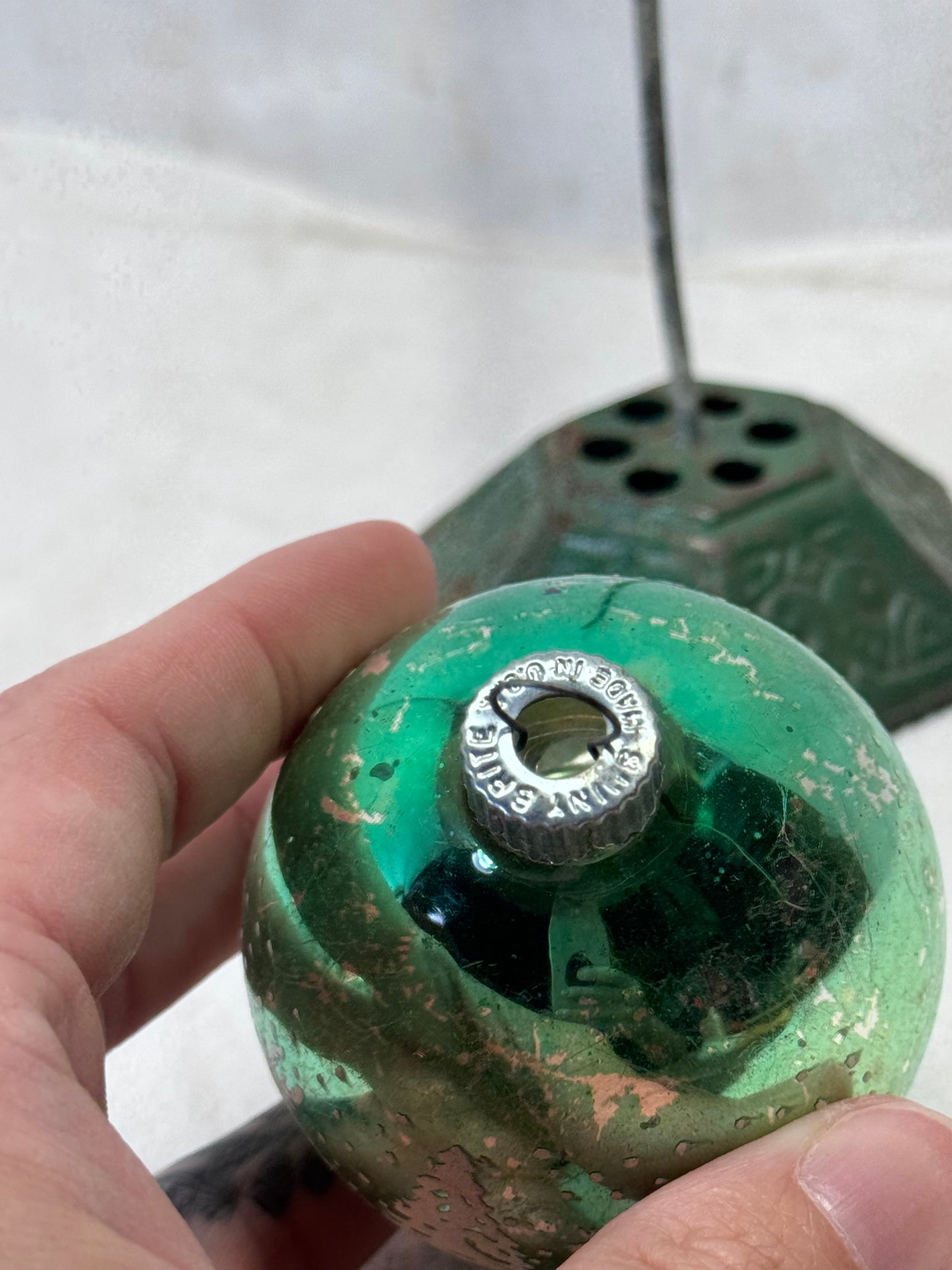 Shiny Brite Glass Deer Stenciled Ornament Vintage #2156