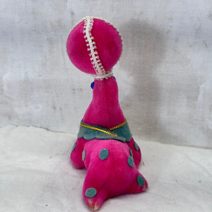 Pink Flocked Circus Seal Ornament Vintage Japan #2139