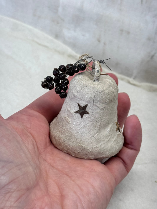 Paper-Mache Mini Glass Bead Bell Ornament Vintage #2000