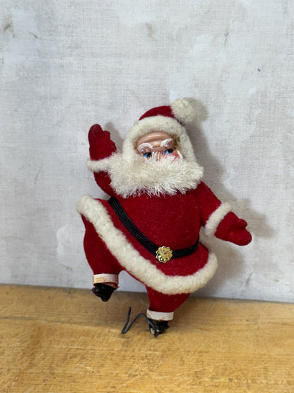 Vintage Red Flocked Santa #1712