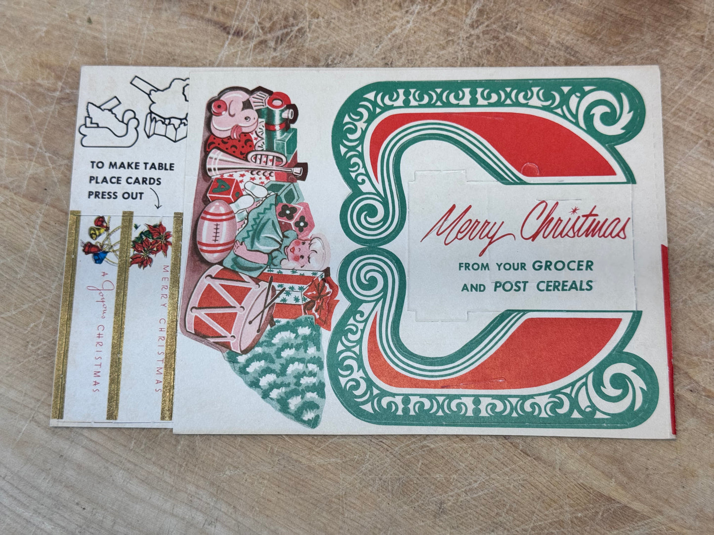 NOS Paper Christmas Cut-Outs Post Cereal Vtg #1629