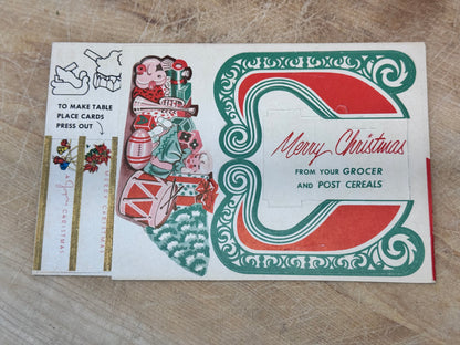 NOS Paper Christmas Cut-Outs Post Cereal Vtg #1629