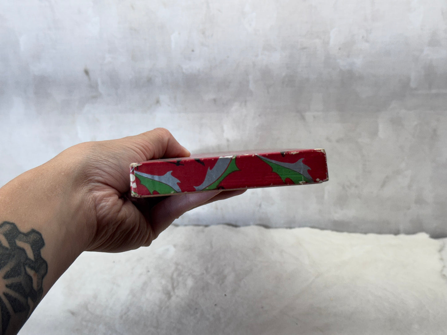 Skiing Sledding Christmas Box Empty Vintage #1939