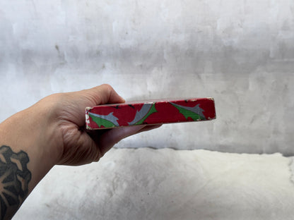 Skiing Sledding Christmas Box Empty Vintage #1939