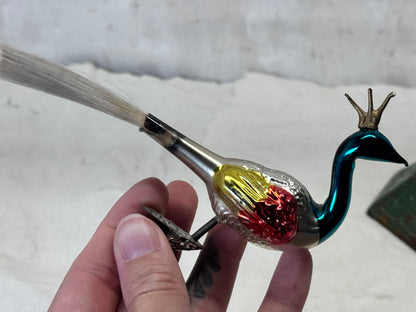 Unique Peacock Clip-On Christmas Ornament Vintage #1873