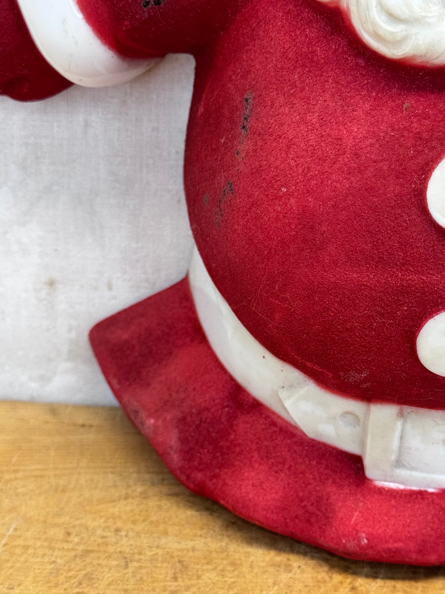 Red Flocked Santa Blow Mold Vintage #1673