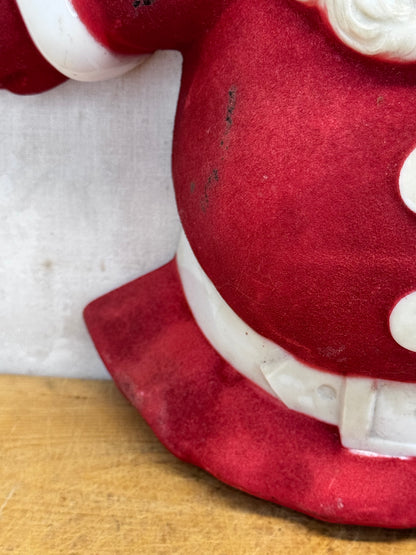 Red Flocked Santa Blow Mold Vintage #1673