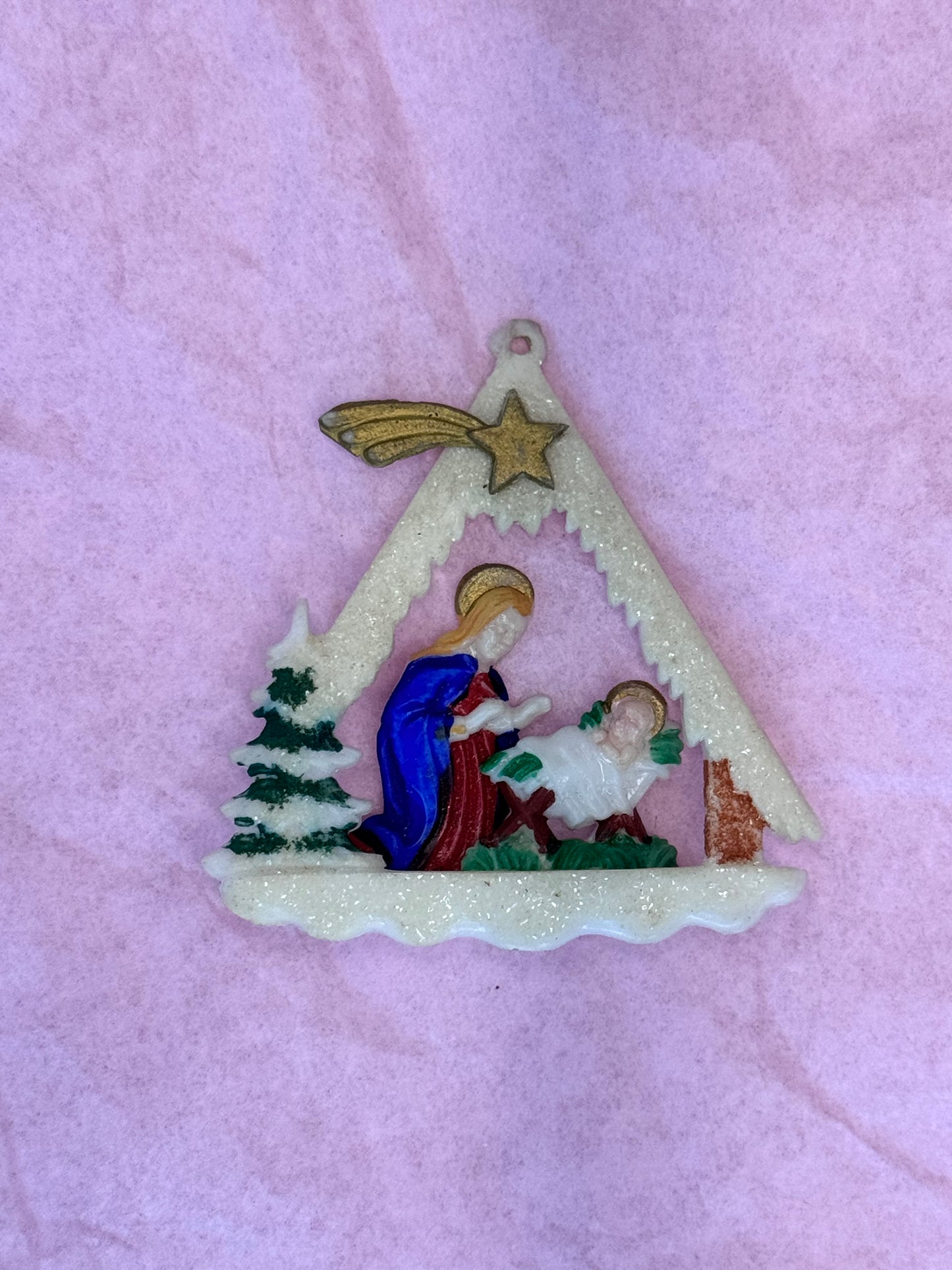Vintage Germany Diorama Nativity Ornament #1688