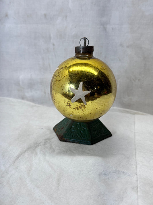 Gold Colored Glass Star Ornament Vintage #2156