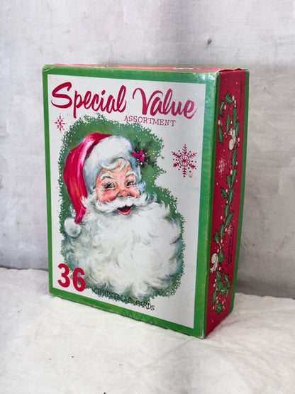 Santa Claus Christmas Cards Box Vintage EMPTY #1941