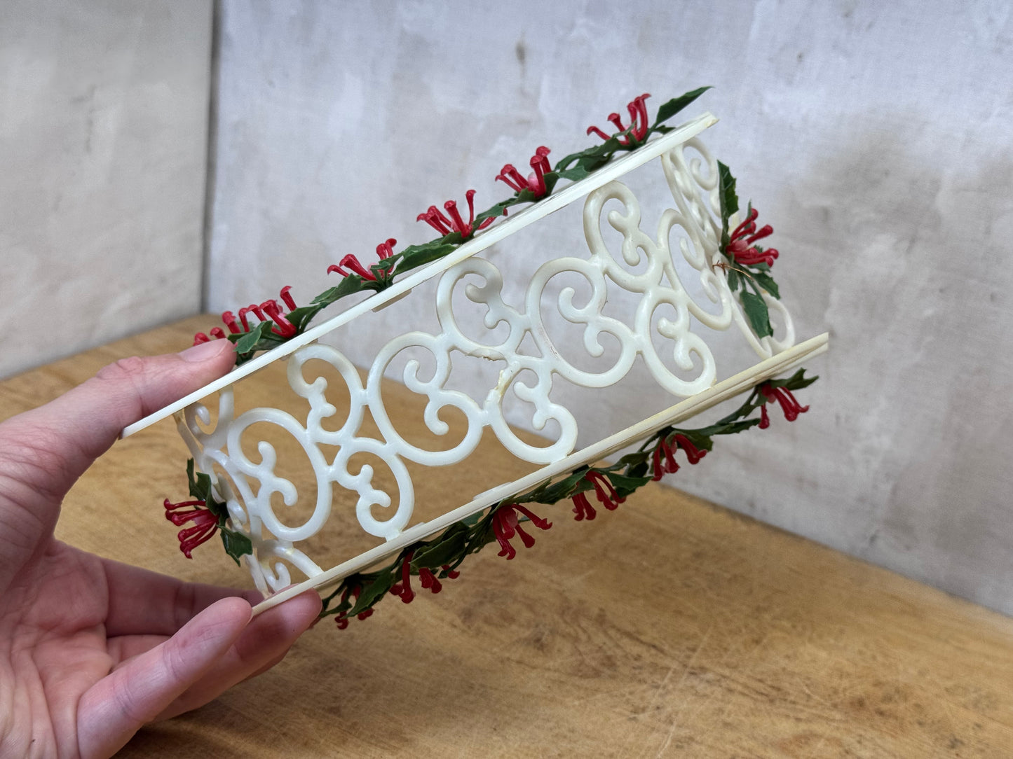 Vintage Celluloid Santa Mistletoe Sleigh #1724