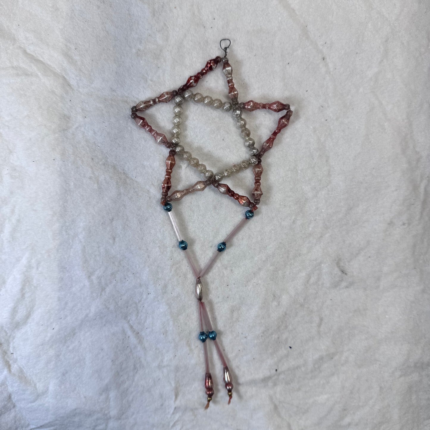 Victorian Dangle Glass Beaded Star Ornament #2091