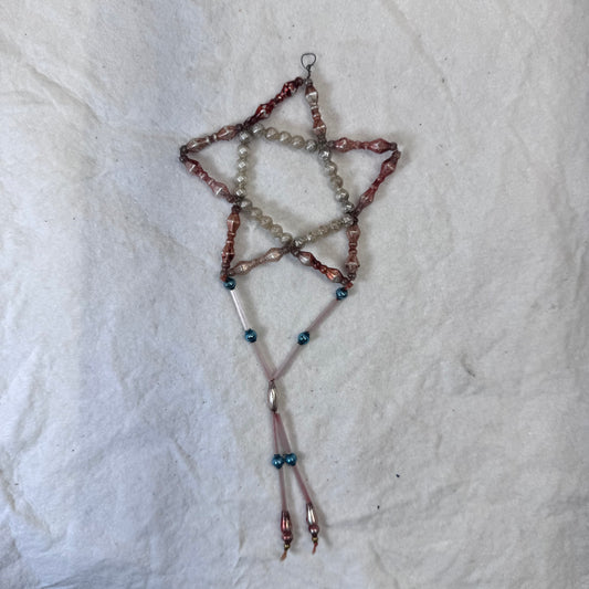 Victorian Dangle Glass Beaded Star Ornament #2091