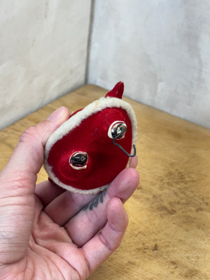 Vintage Red Flocked Santa #1712