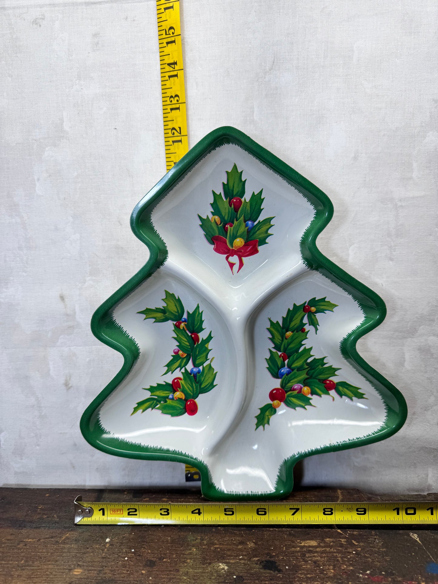 Vintage Plastic Cookie Plate Tray Christmas Tree #2072