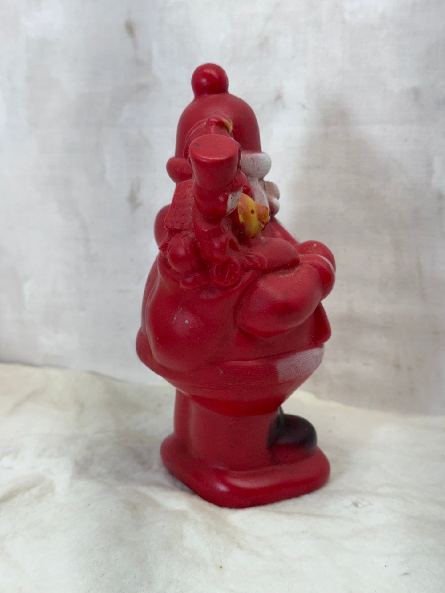 Vintage 1972 Christmas Club Santa Claus Red Rubber Plastic Coins Bank #1748