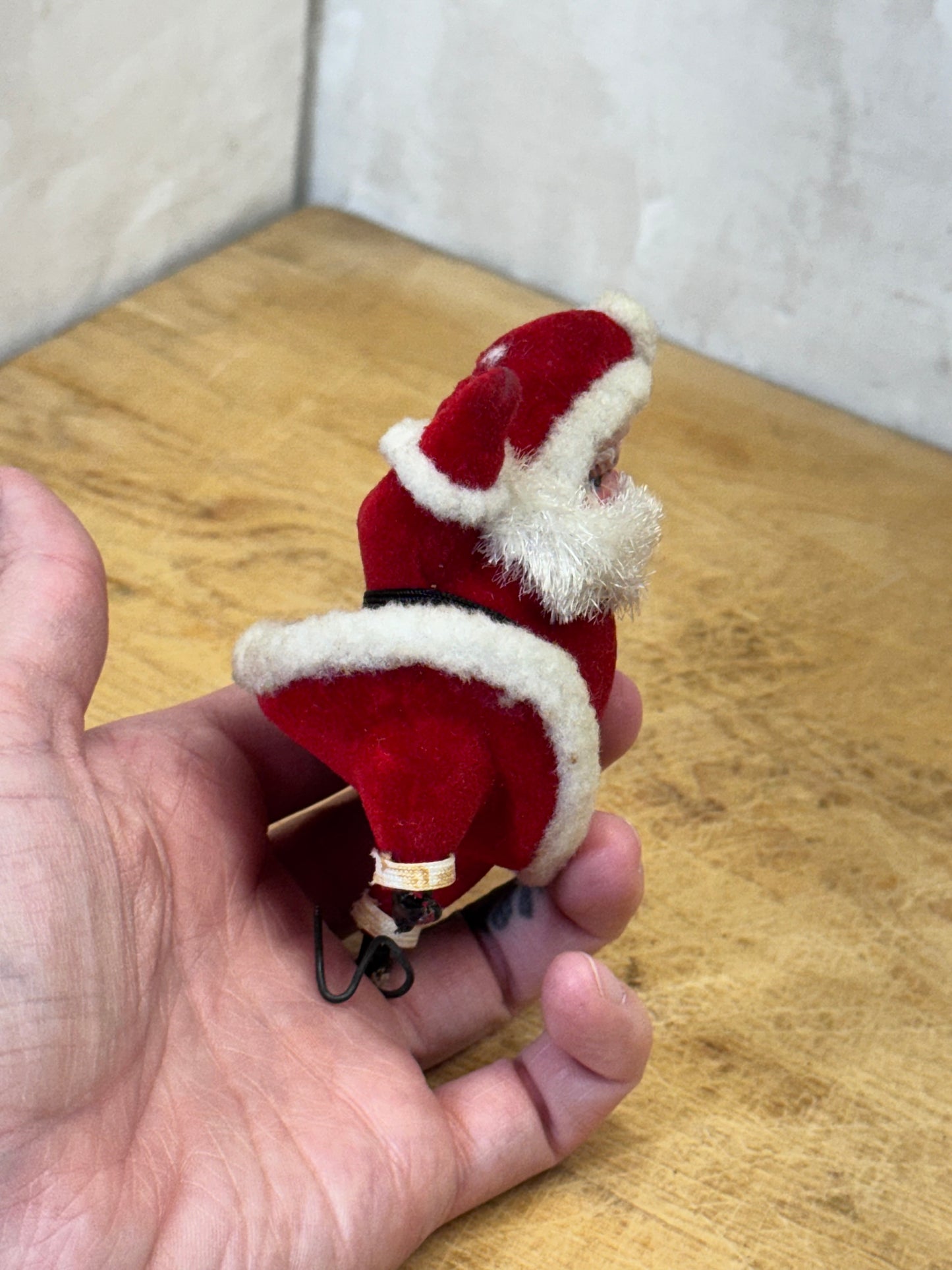 Vintage Red Flocked Santa #1712