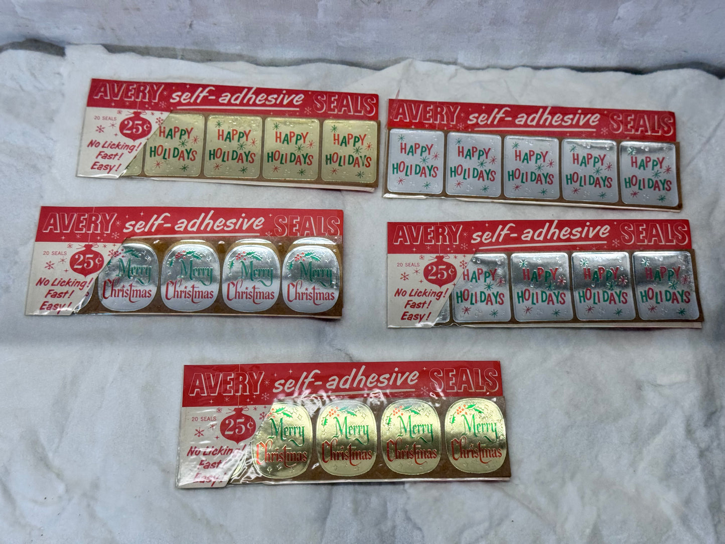 Avery Self Adhesive Christmas Stickers Seals Vintage NOS #2008