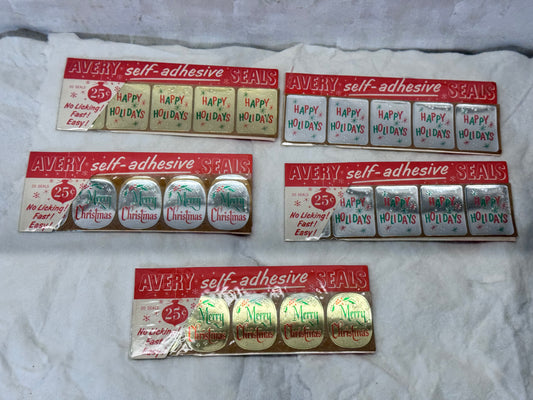 Avery Self Adhesive Christmas Stickers Seals Vintage NOS #2008
