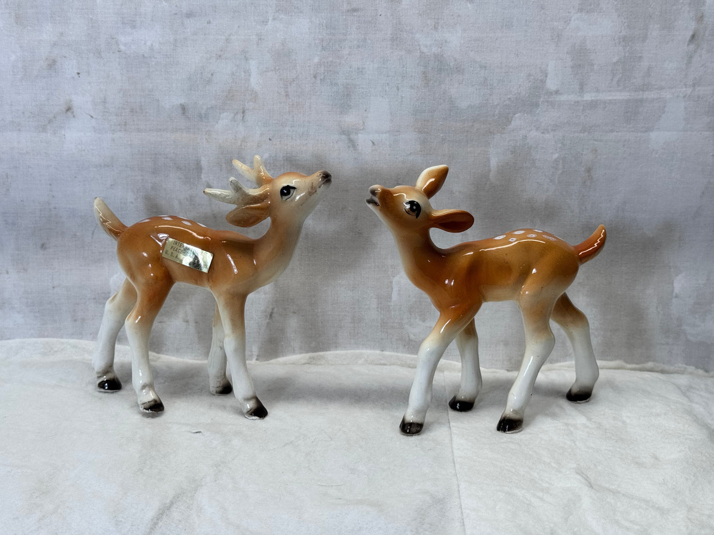 International Peace Garden Deer Figurines Japan Vintage #1986