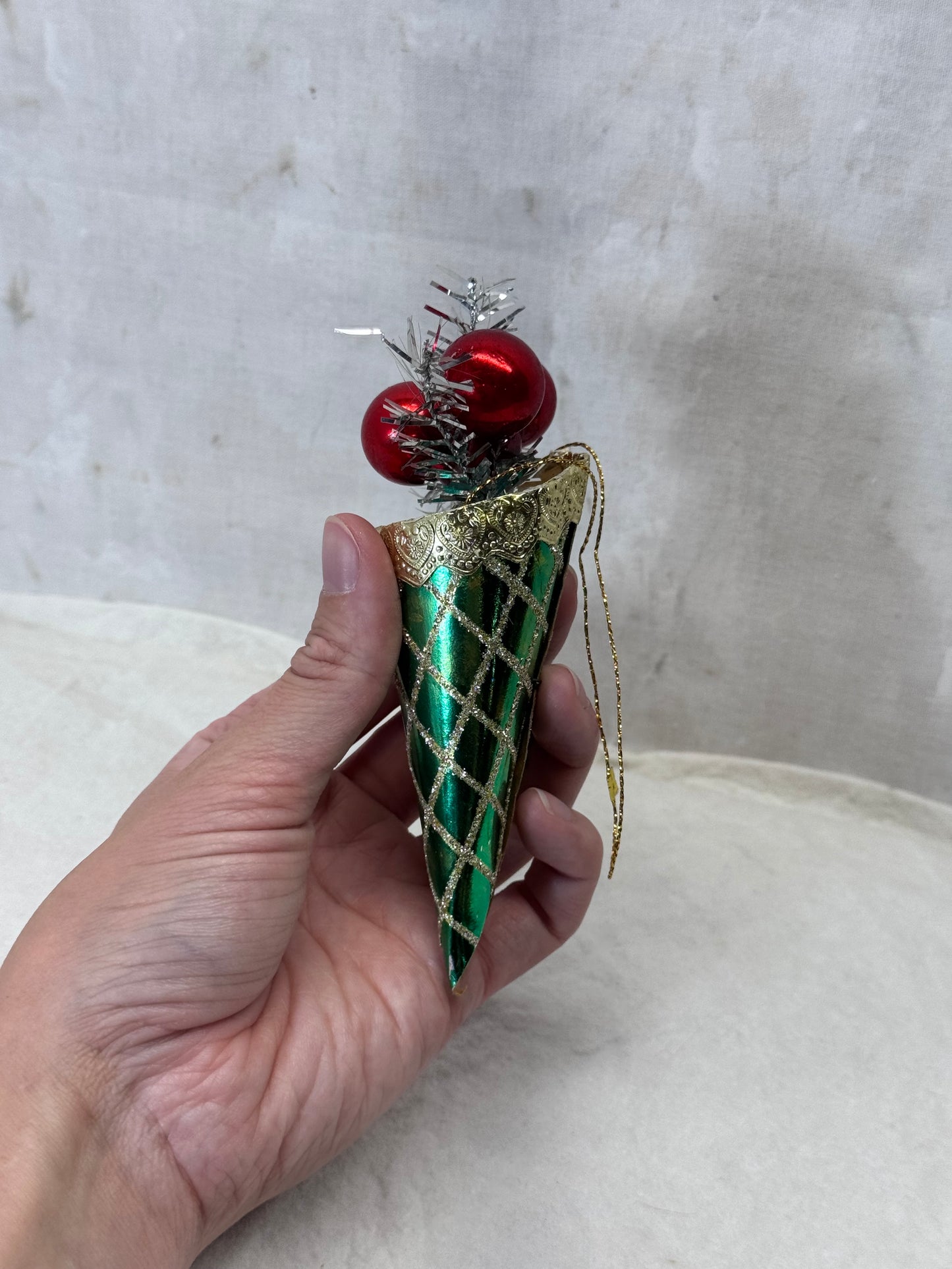 Christmas Japan  Cone Mercury Ball Ornament Vintage #1985