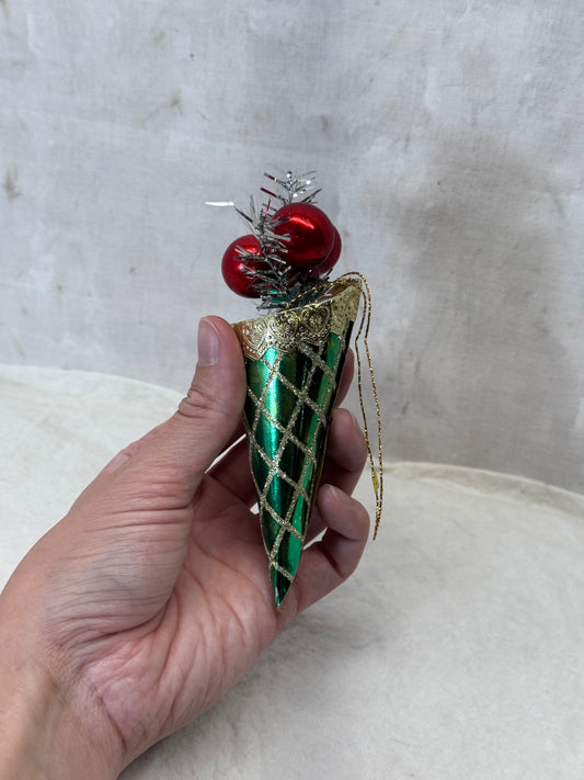 Christmas Japan  Cone Mercury Ball Ornament Vintage #1985