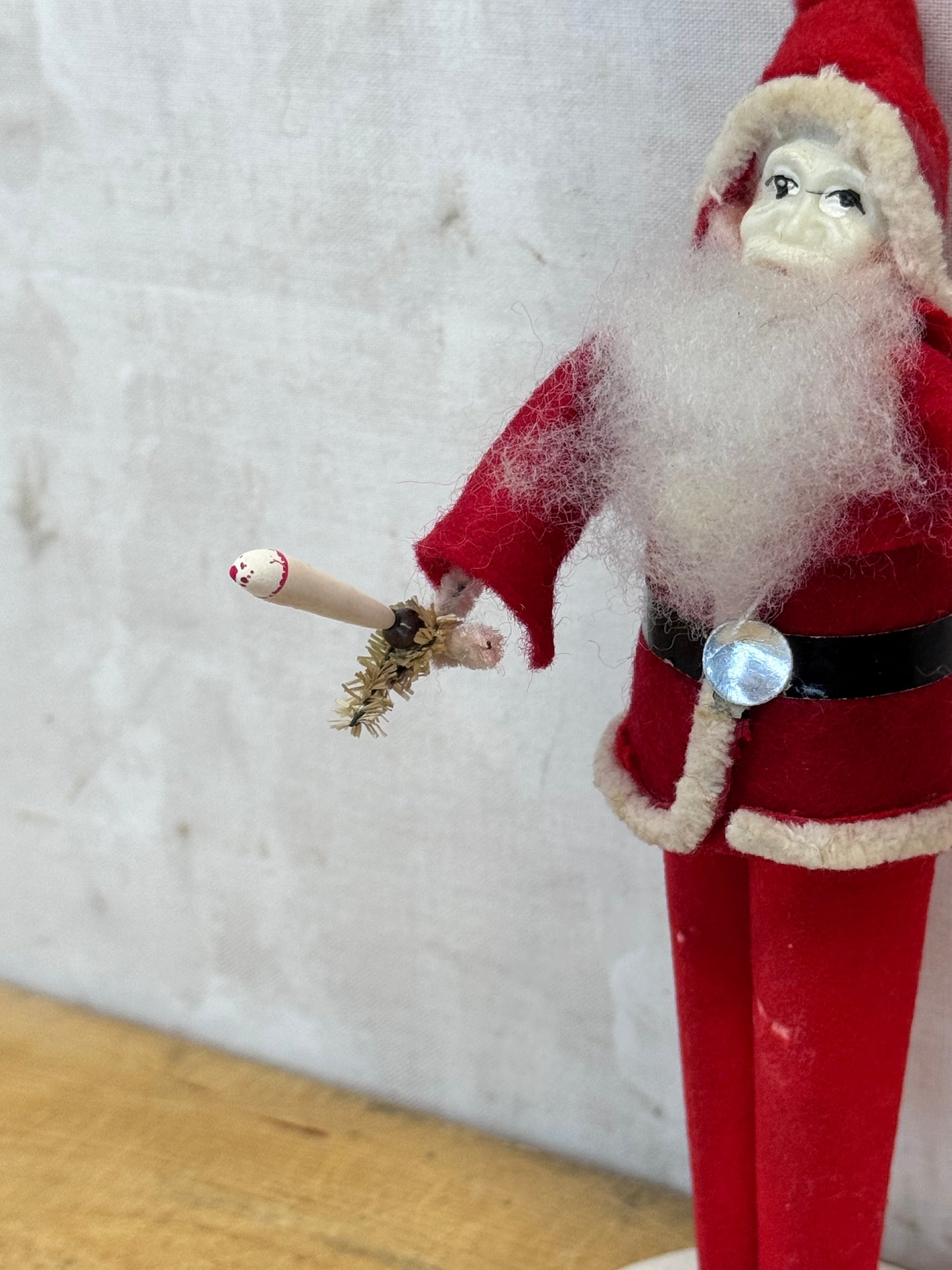 Vintage Putz Santa w Candle & missing Bell Japan #1681