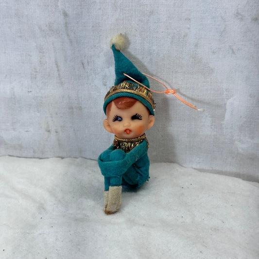 Japan Green Knee Hugger Elf Vintage Ornament #2098