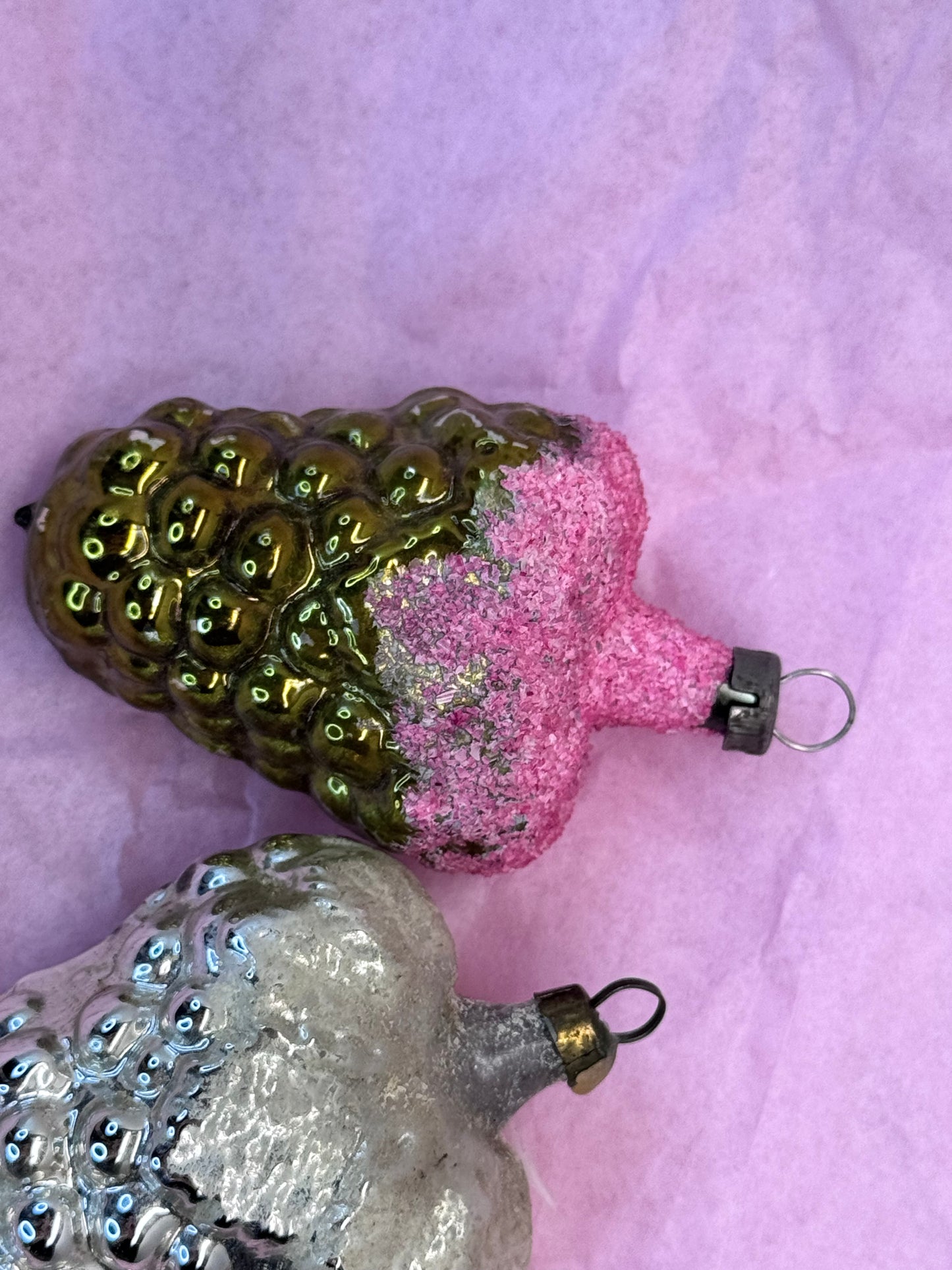 Pair of Grape Christmas Ornaments Vintage #1691