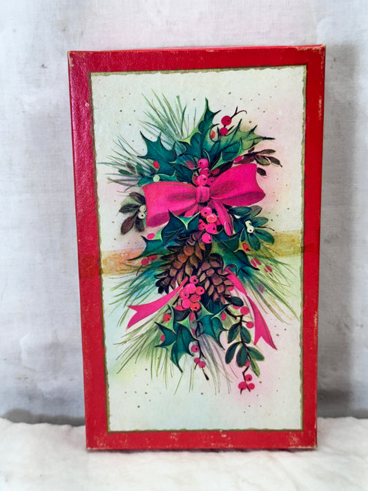 Regal Satin Christmas Cards Box Decorative Empty Vtg #1891