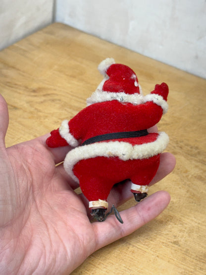Vintage Red Flocked Santa #1712
